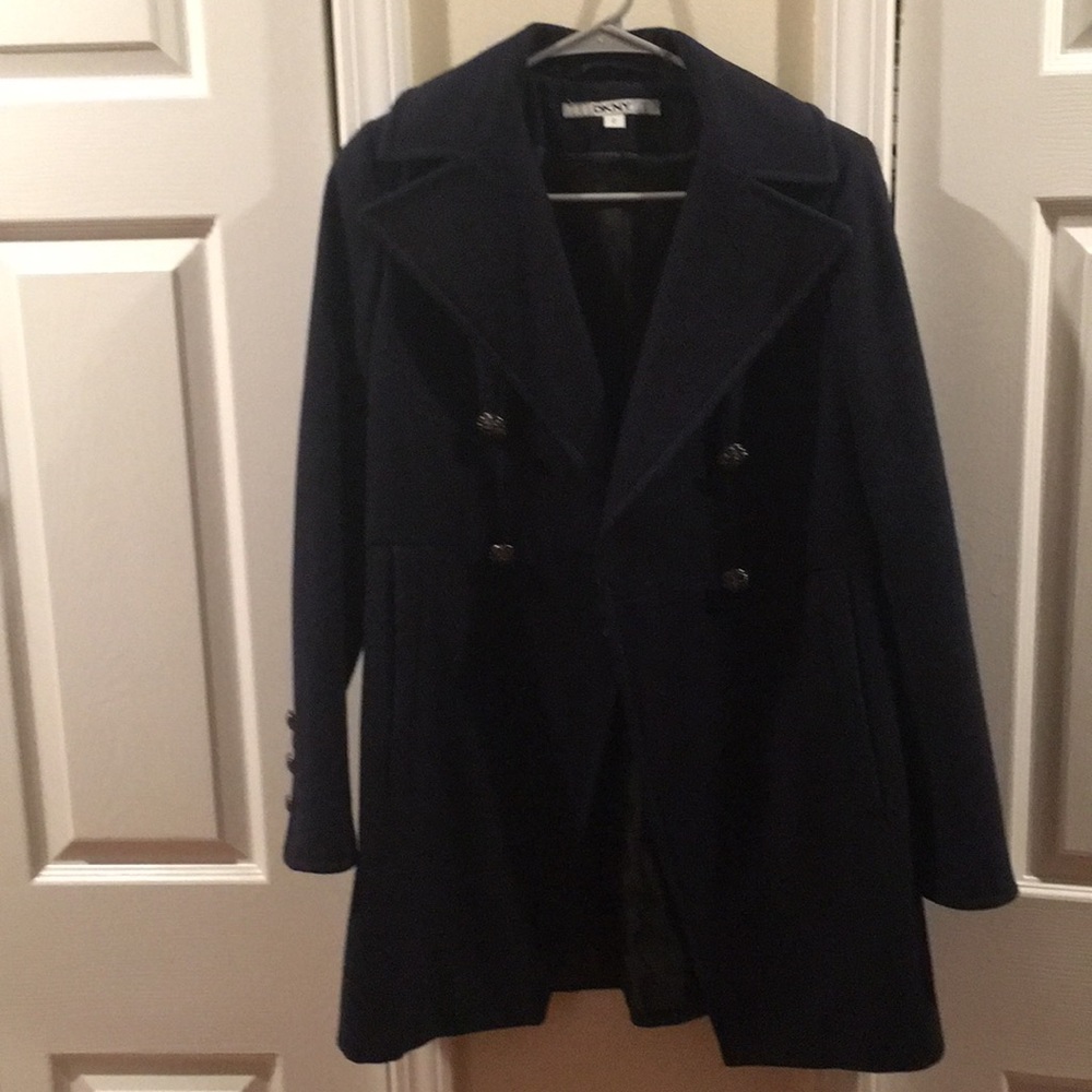 DKNY navy wool coat size 2